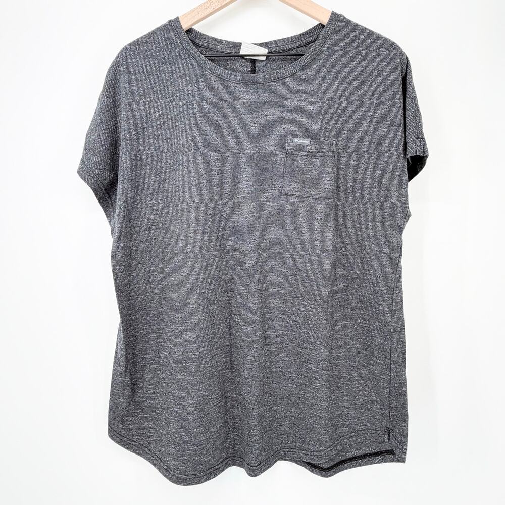 Columbia Women's Cades Cape Tee Gray Heather Pocket Short Sleeve Wicking Top XXL